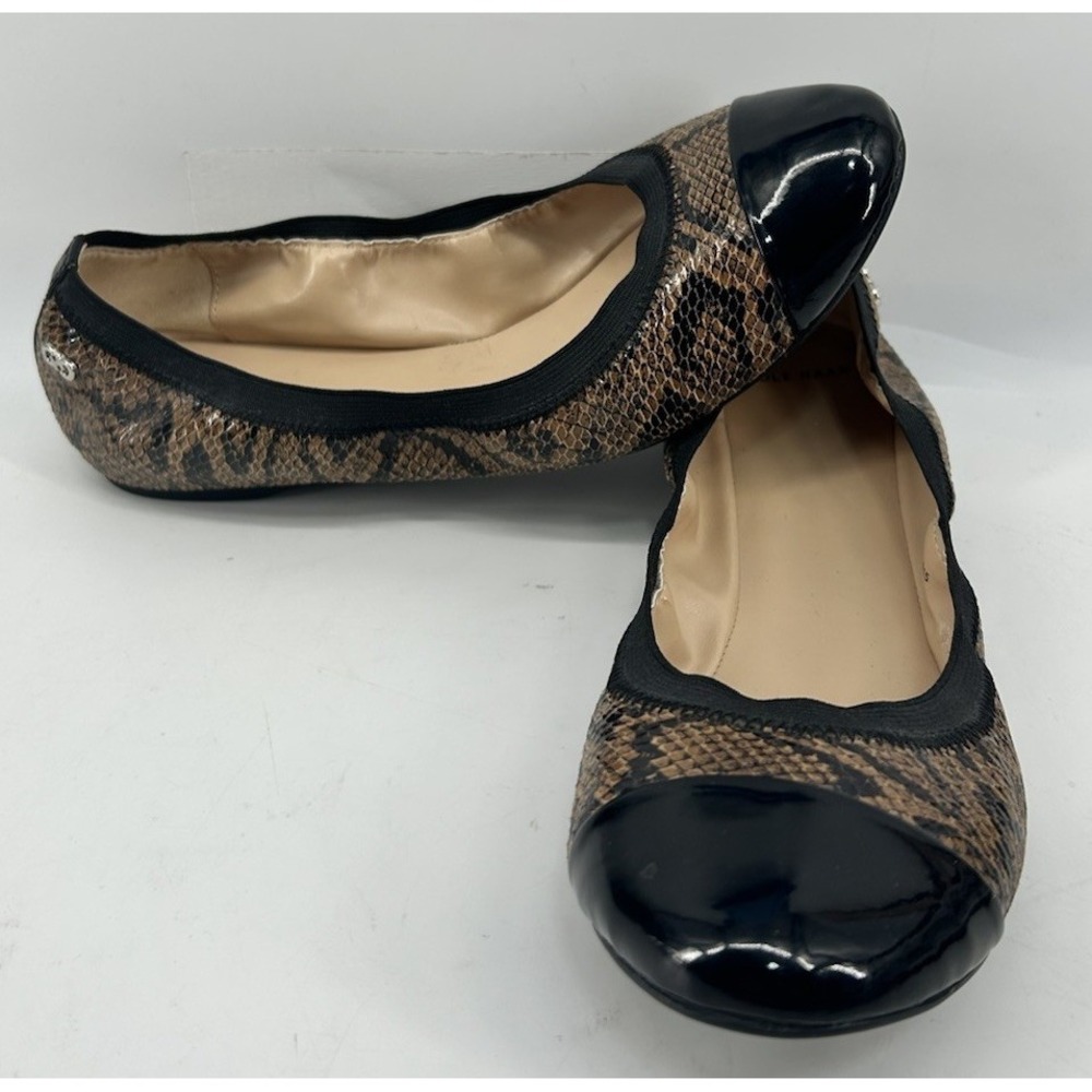 Cole Haan‎ Snake Print Leather Ballet Flats Cap Toe Women's Size 9.5B